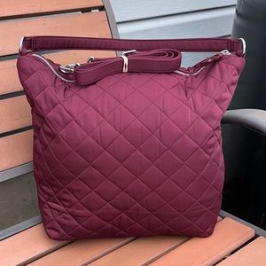 Vera Bradley Raisin Oversized Hobo Shoulder Bag in Performance Twill